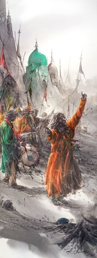 Ali Abbas, 11 x 30 inch, Watercolor on Paper, Figurative Painting-AC-AAB-317